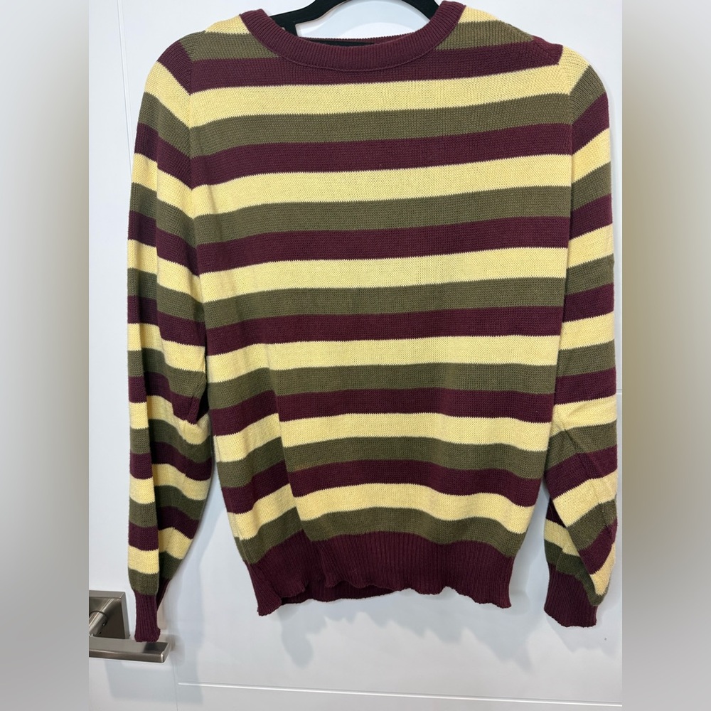 Highland Union Made Striped Burgundy and Olive Men's Sweater